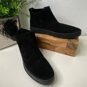Natori Real Black Suede Leather Ankle Sneaker Boots Booties Women's Size 7.5
